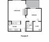 One bedroom One bathroom Floor Plan One bedroom One bathroom Floor Plan with 605 square feet, at Charbonneau, Seattle, WA